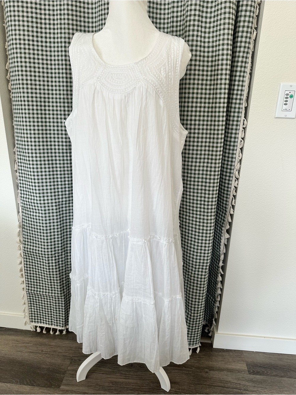 OSO Casuals Sleeveless White 100% Cotton Sleeveless Maxi Dress Sz 1X